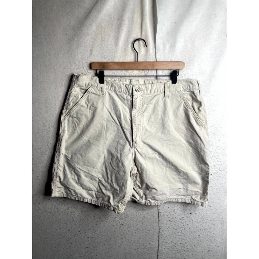 Carhartt B144 PUT Canvas Utility Work Carpenter Shorts Mens 40 Beige Cotton